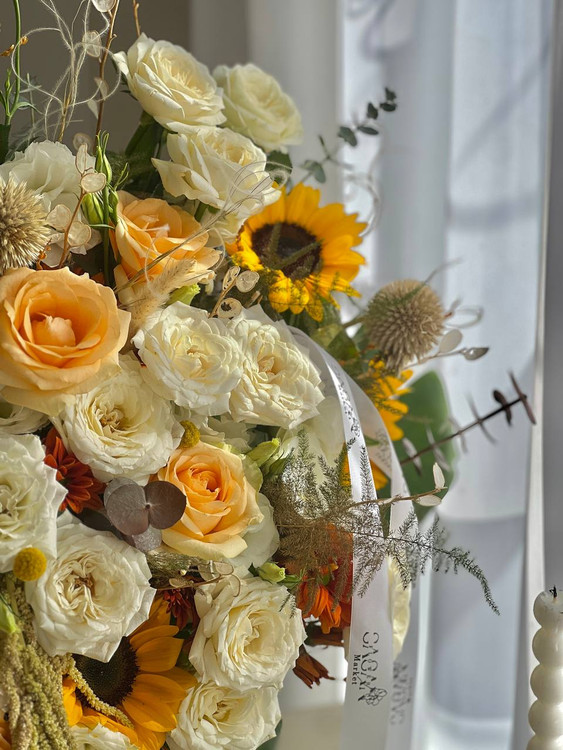 خرید باکس گل پاییزی آفتاب - گل ساسان گلفروشی رشت