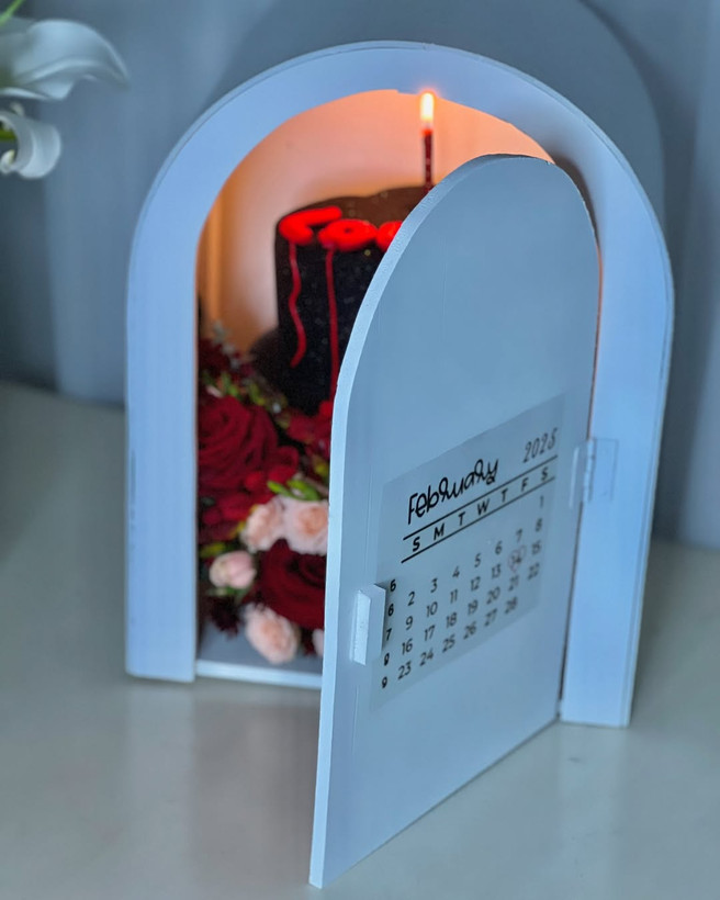 خرید جعبه گل و کیک تاریخ دار - گل ساسان گلفروشی رشت