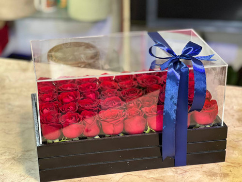 خرید باکس گل رز شیشه ای - گل ساسان گلفروشی رشت