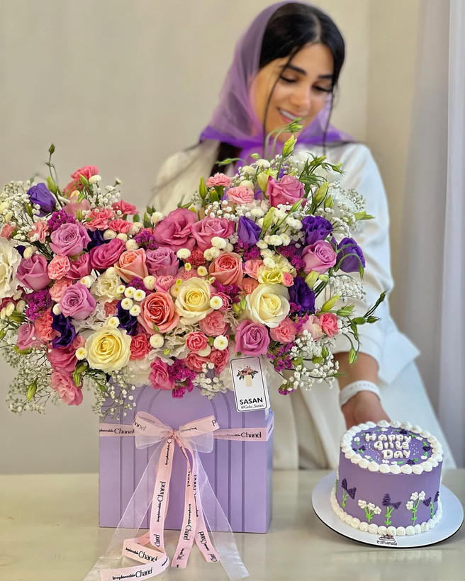 خرید باکس گل بنفشک - گل ساسان گلفروشی رشت