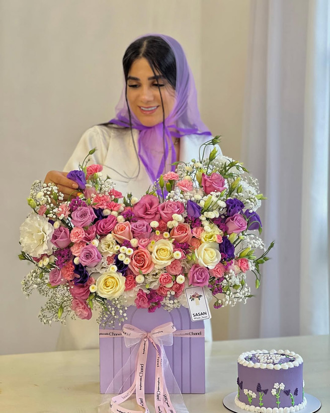 خرید باکس گل بنفشک - گل ساسان گلفروشی رشت