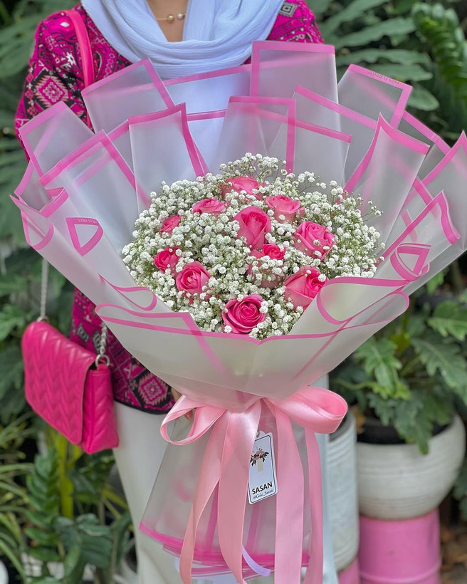 خرید دسته گل سپید - گل ساسان گلفروشی رشت
