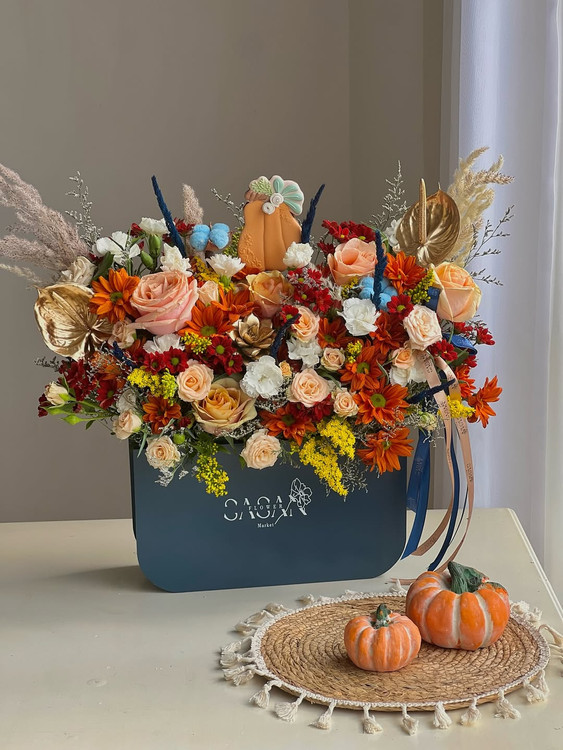 خرید باکس گل پاییزی مهتا - گل ساسان گلفروشی رشت