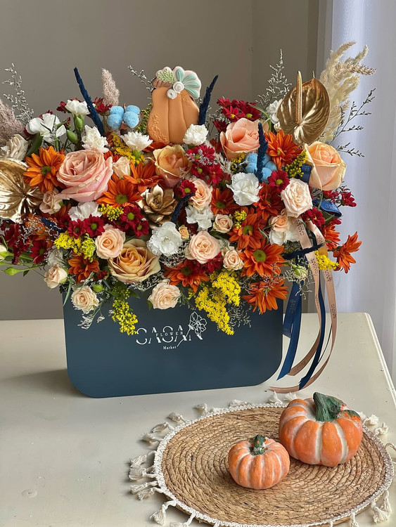 خرید باکس گل پاییزی مهتا - گل ساسان گلفروشی رشت