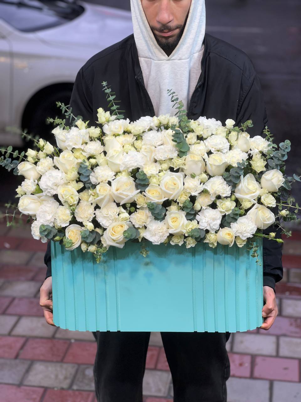 خرید باکس گل میخک white - گل ساسان گلفروشی رشت