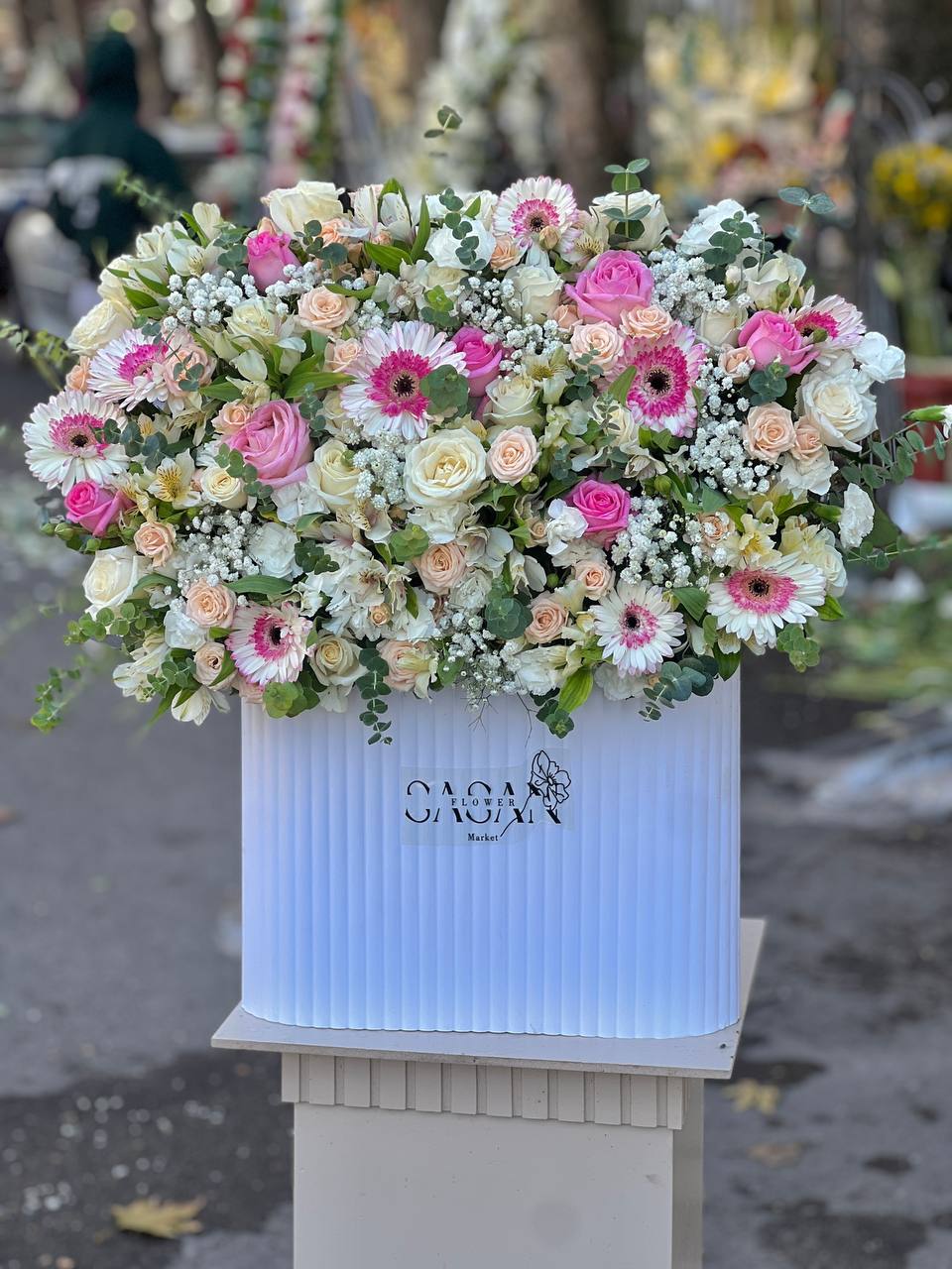 خرید باکس گل ژربراpink - گل ساسان گلفروشی رشت